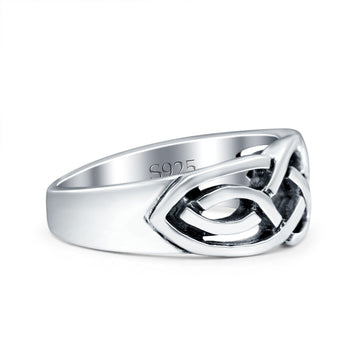 Celtic Ring Oxidized Band Solid 925 Sterling Silver Thumb Ring (9mm)